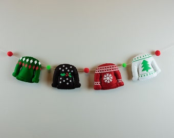 Christmas jumper Garland - Christmas Garland - Christmas decoration - Festive Hanging - Felt Garland - Christmas Jumpers