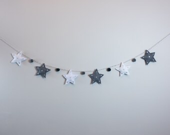 Star Garland - Nursery Garland - Monochrome Stars - Neutrals Nursery - Star Wall Hanging - Felt Garland - Stars - Nursery Wall Hanging