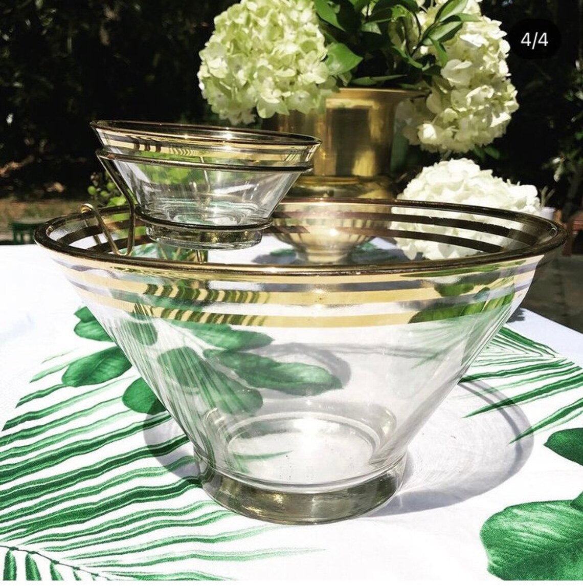 MCM Vintage Glass Chip and Dip Bowl Set Etsy