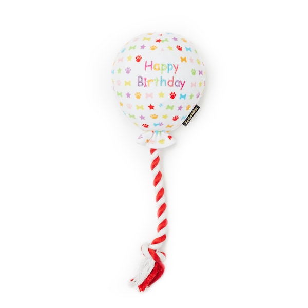 Happy Birthday Balloon Plush Dog Toy-Rainbow Print-Great Gift for Happy Birthday Celebration for your pet