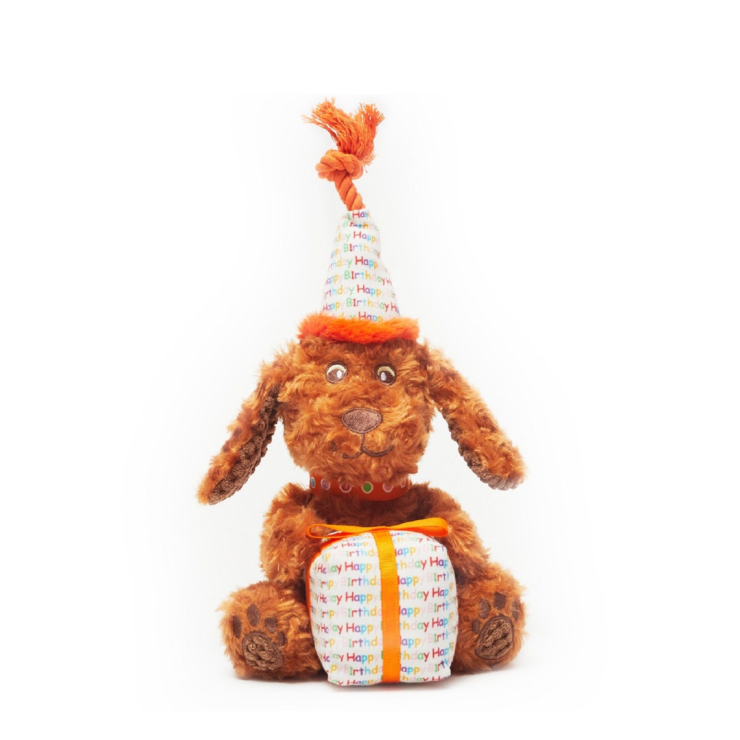 Happy Birthday Dog Toy Two Toys in Oneplush Dog and Detachable Present
