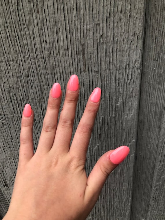 hot pink almond nails