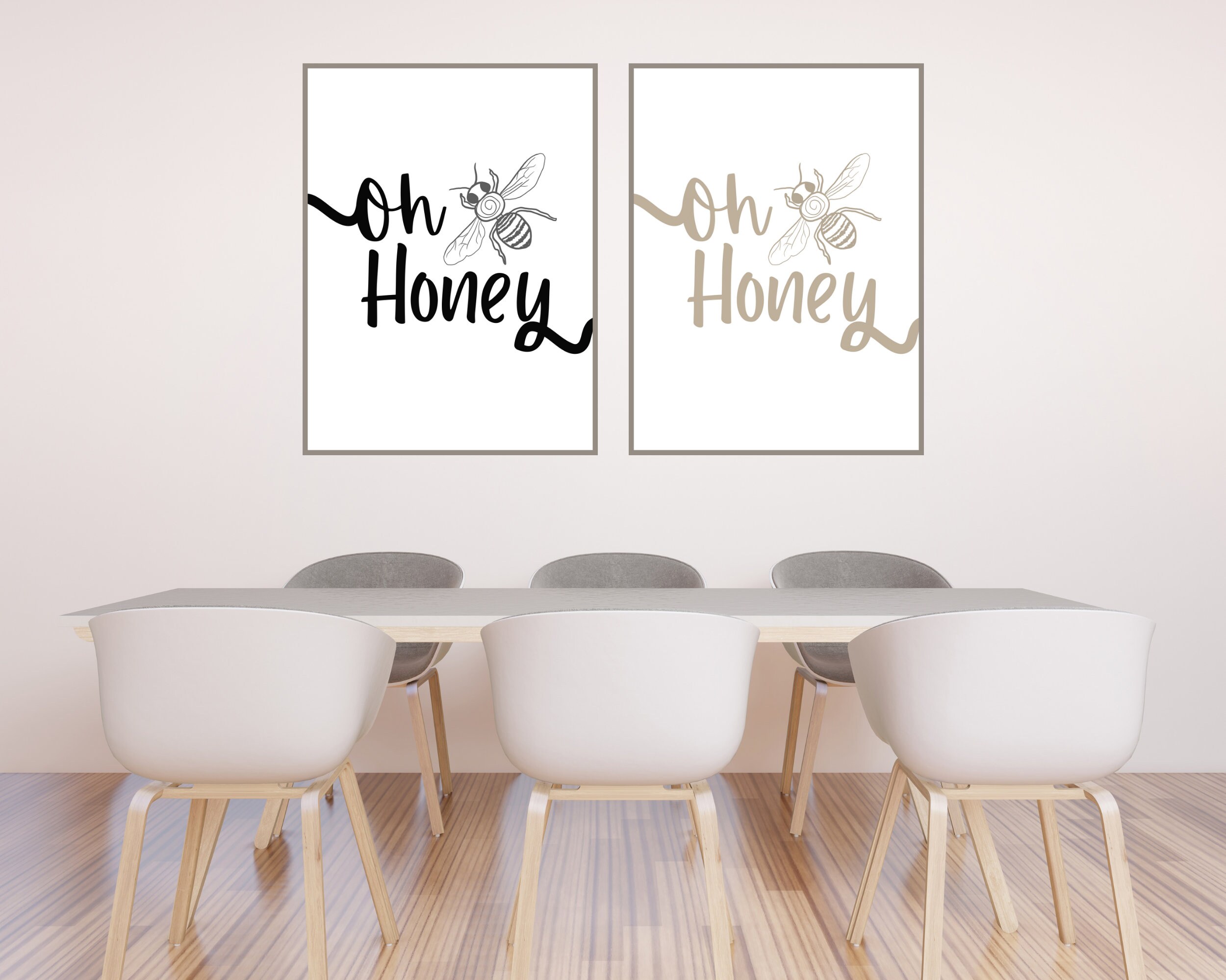 Oh Honey Wall Art Bee Printable Minimalistic Wall Decor | Etsy