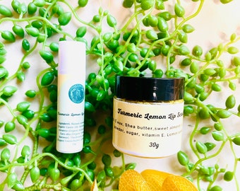 Turmeric scrub lip set for dry and dark lips, chapped Lips, Exfoliating and Moisturising Lips