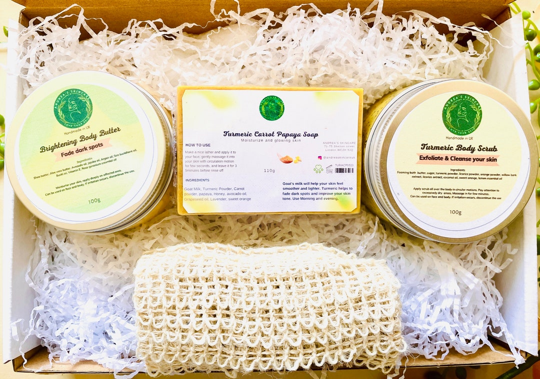 Gift Set for Women, Turmeric Soap Set, Turmeric Body Scrub, Natural