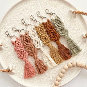 Boho Macrame Keychain Boho Keychain Bag Charm Gifts for Her Macrame Accessories image 1