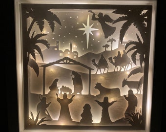 Lighted Bethlehem Nativity Shadow Box | Lighted Christmas Story Shadow Box | Lighted Nativity Shadow Box