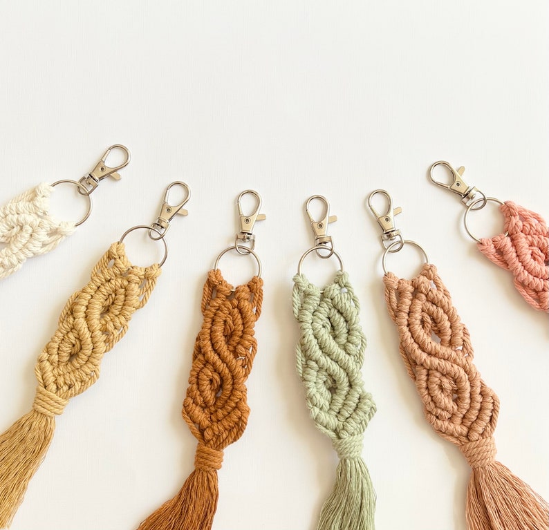 Boho Macrame Keychain Boho Keychain Bag Charm Gifts for Her Macrame Accessories image 4