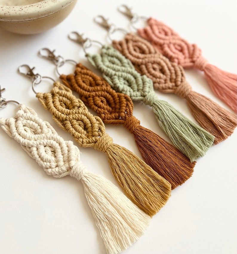 Boho Macrame Keychain Boho Keychain Bag Charm Gifts for Her Macrame Accessories image 7