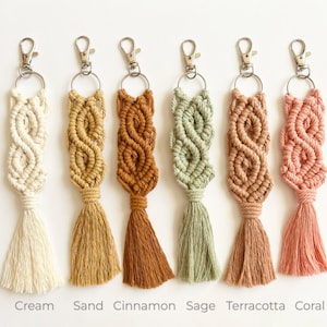 Boho Macrame Keychain Boho Keychain Bag Charm Gifts for Her Macrame Accessories image 8