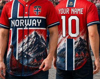 Personalized Norway Soccer Jersey, Custom Name Number Football Shirt, Norway Football Fan Gift, Unisex Soccer Jersey Gift