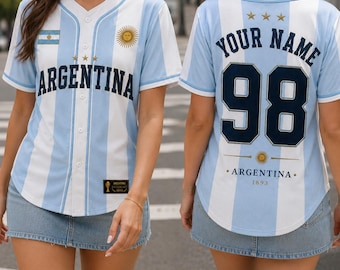 Personalisierte Argentinien Jersey, benutzerdefinierte Name Nummer Argentinien Shirt, 2026 World Fussball Festival Fan T-Shirt, Spieltag T-Shirt, Argentinien Fan Geschenk