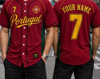 Personalisierte Portugal 2026 Fußball Trikot, Name Portugal Shirt, portugiesischer Fußballfan Shirt, rotes grünes Trikot, Portugal Geschenk