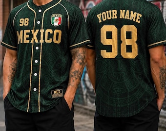Personalisierte Mexiko Jersey, benutzerdefinierte Name Nummer Mexiko Baseball Trikot, mexikanischer Fußballfan Shirt, Mexiko Fußball Geschenk