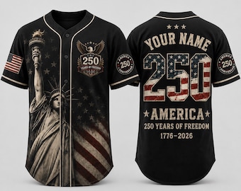 Personalisiertes 250-jähriges Jubiläum der USA Baseball Jersey, benutzerdefinierte Namensnummer 1776-2026, Amerika 250 Jahre Freiheit 4. Juli Geschenk