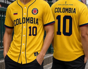 Personalized Colombia Jersey, Custom Name Number Colombia Baseball Jersey, Colombia Football Fan Gift, Unisex Soccer Jersey Gift