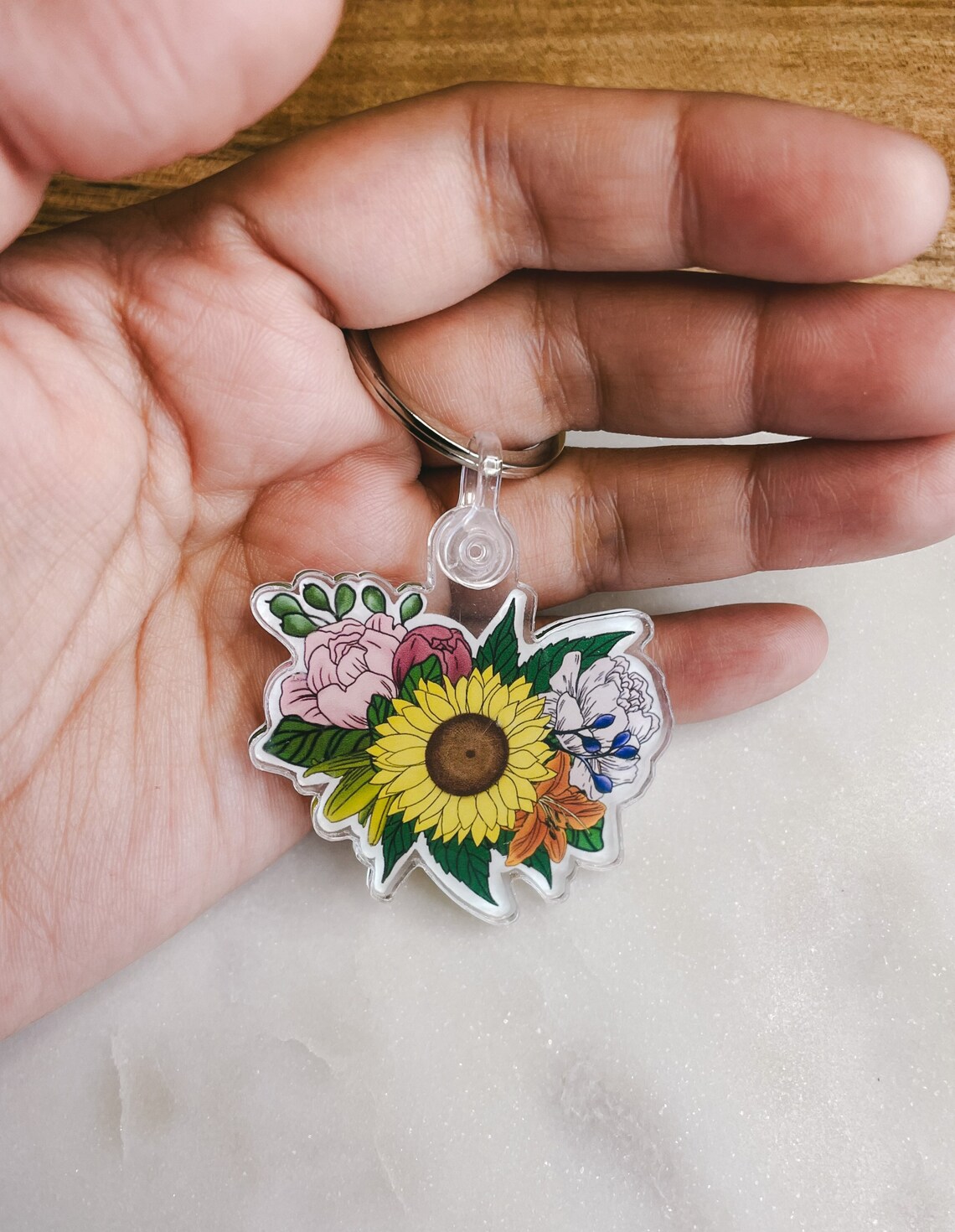 Keychain Charm Floral Keychain Etsy