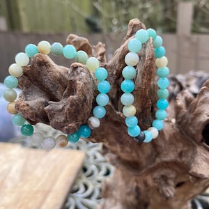 Caribbean Blue Calcite Crystal Bracelet 8mm AAA+: Serenity Ascension Meditation