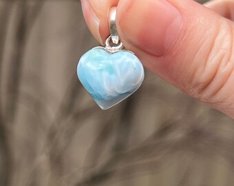 Large Larimar Beautiful Heart Pendant AAA+ Peace Love Tranquility 3.6g 27
