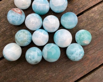 Larimar Ball Deep Blue Dolphin Stone Crystal Ball  AAA+ : Peace / Love / Tranquility 4/6g