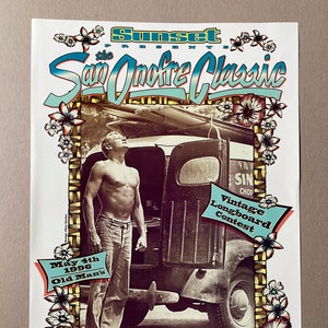 Póster del concurso de longboard clásico de San Onofre de 1996, 12,5” x 18,5”