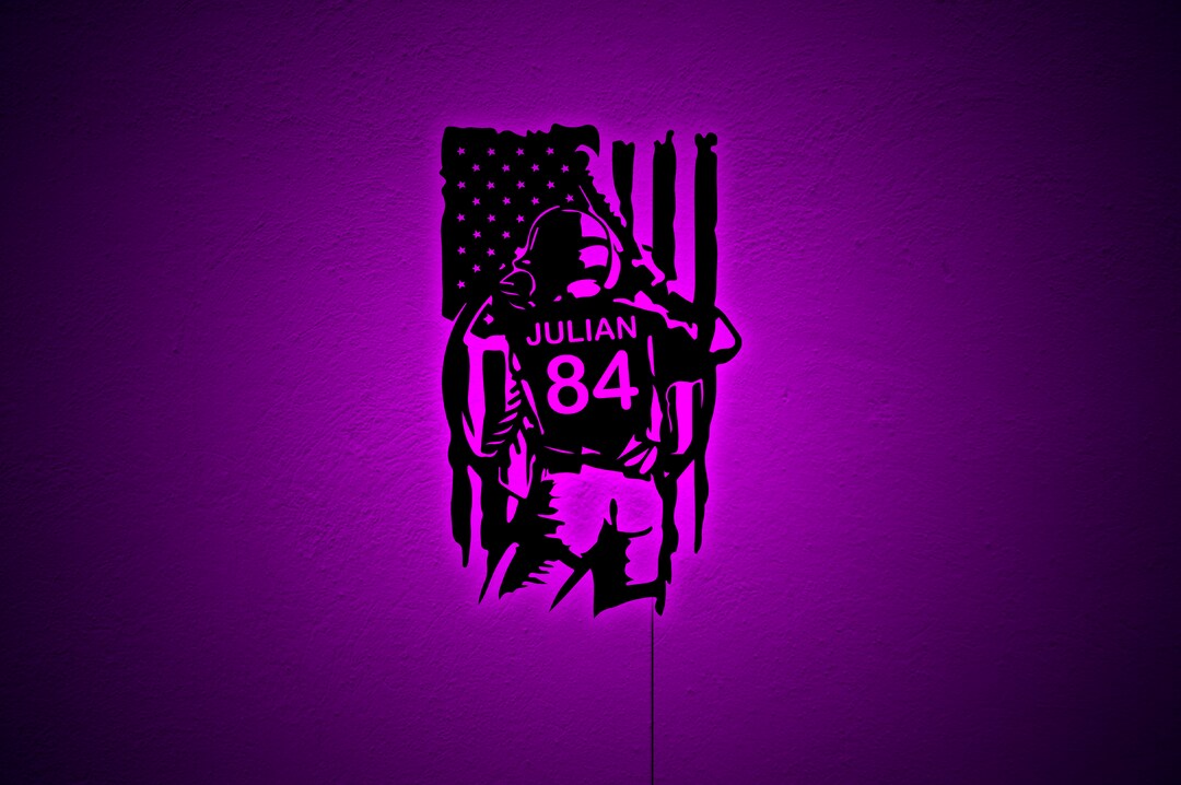 Custom Name Baseball Wall Decor With Led Light, RGB Color Changing, Personalized Baseball Wall