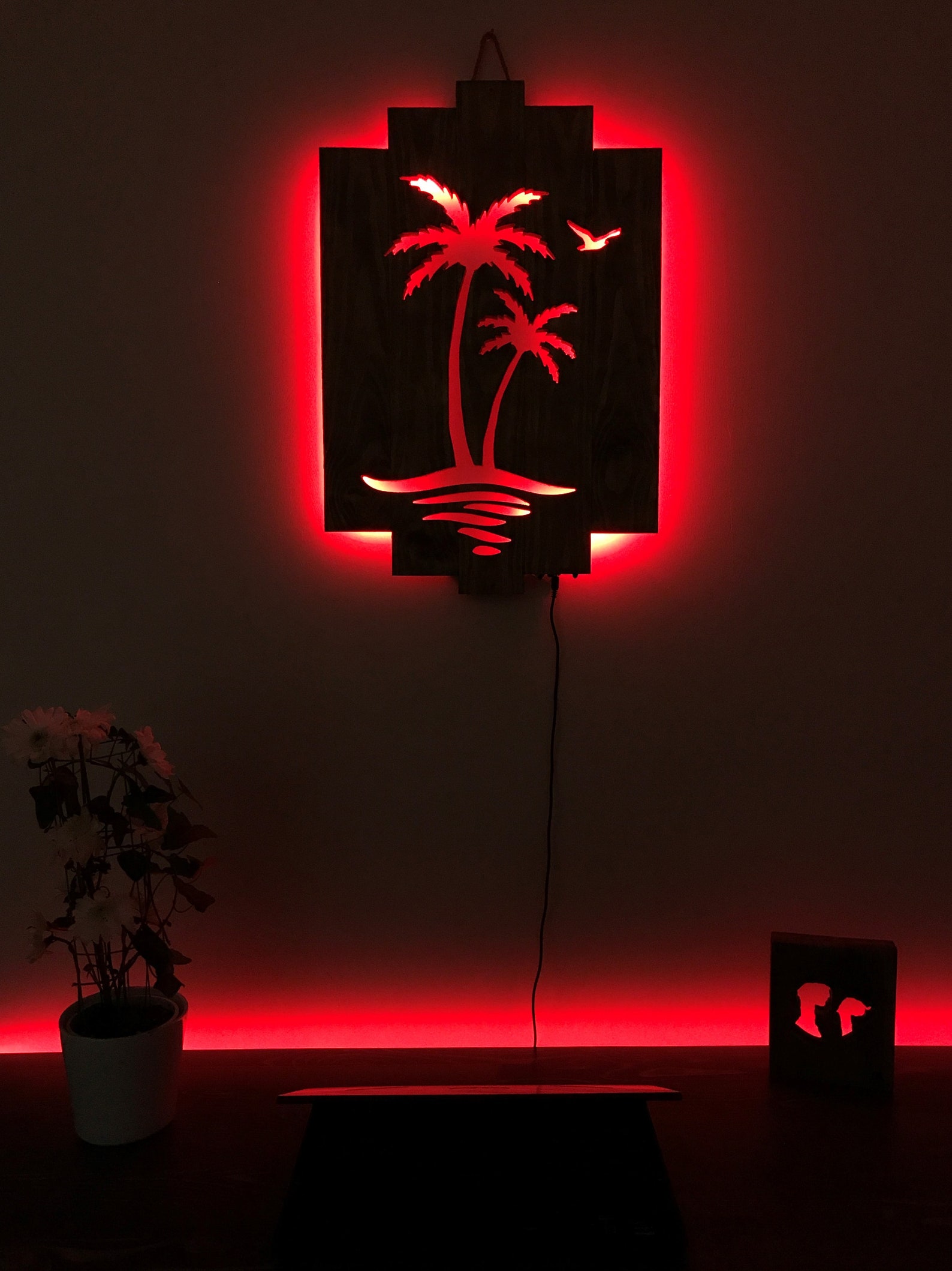 Palm Tree Wooden Wall Art Palm Tree Wood Chart with RGB Etsy