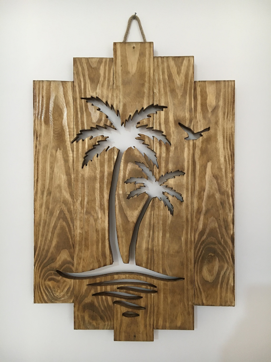 Palm Tree Wooden Wall Art Palm Tree Wood Chart with RGB Etsy