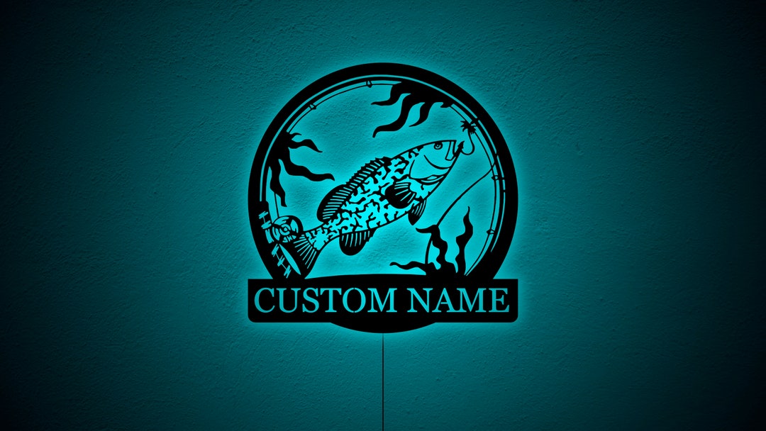 Personalized Grouper Fishing Wall Art With Led Light Etsy