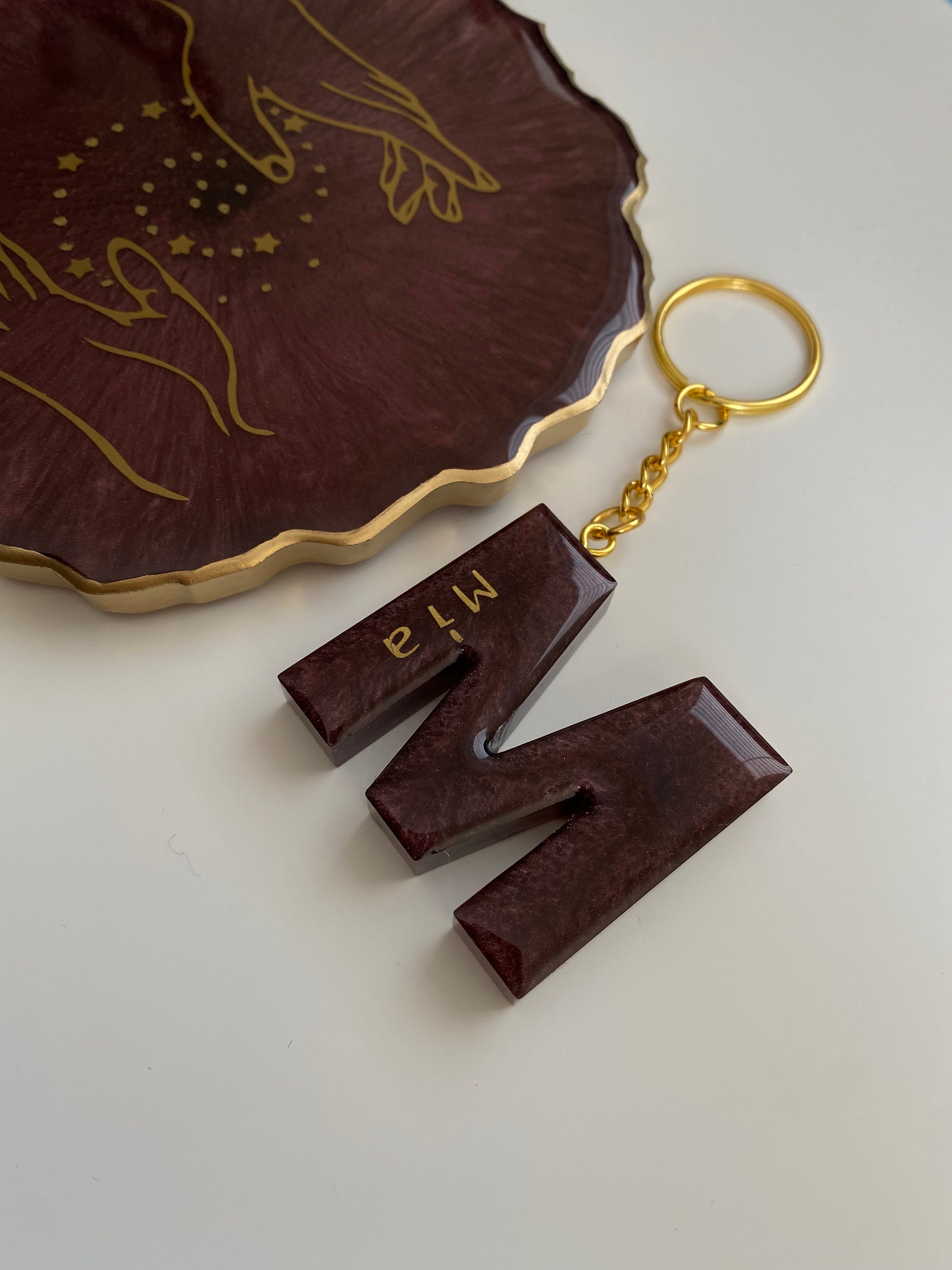 Initial Resin Keychain, Personalized Letter Keychain, Valentine's Day ...