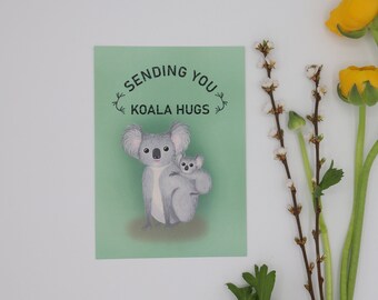 Carte postale d’ours koala, carte de vœux pour animaux, carte d’envoi de câlins, carte d’amitié, carte de pensée pour vous