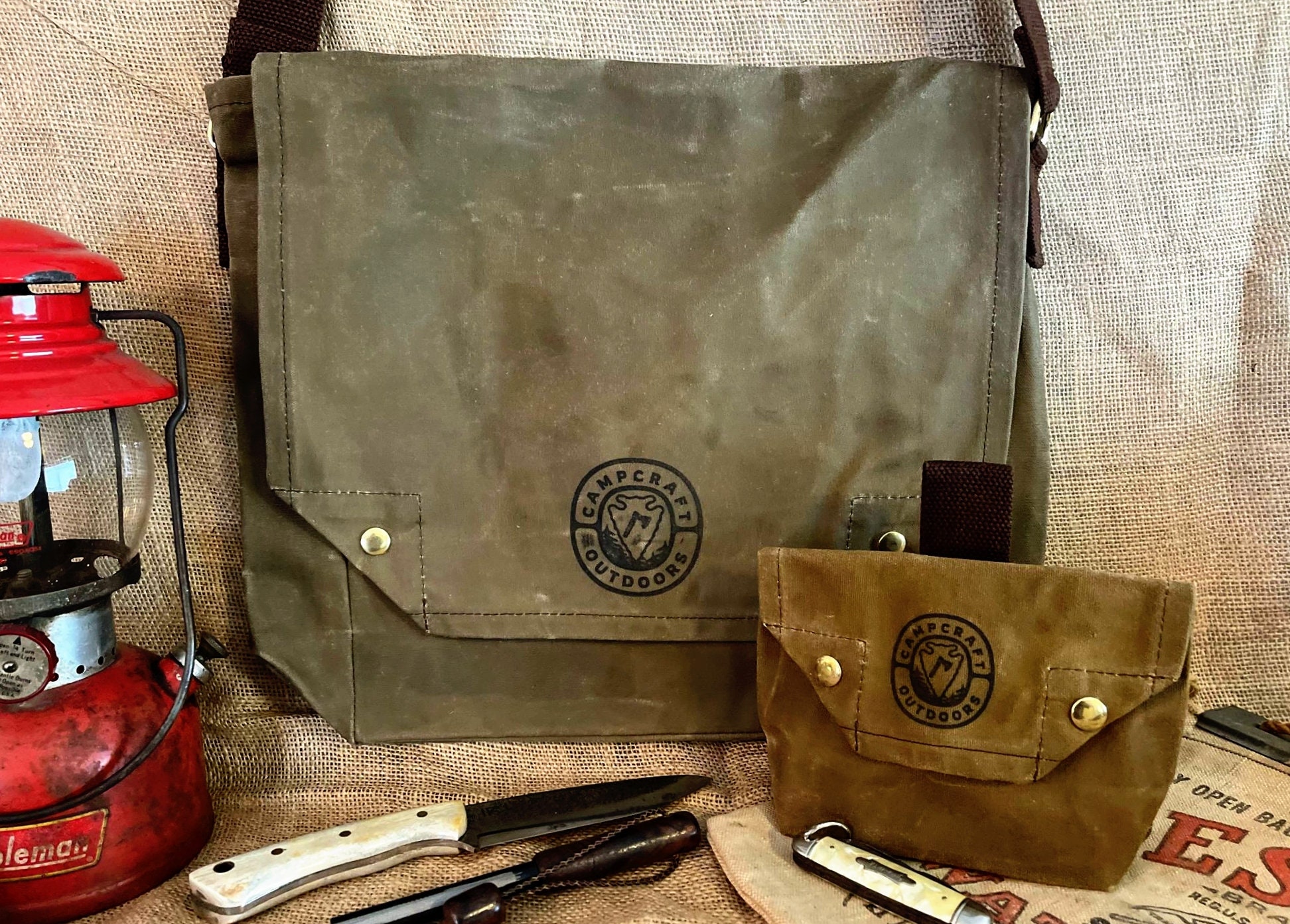 Indy Bushcraft Bag With Belt Pouch Waxed Canvas Haversack Etsy
