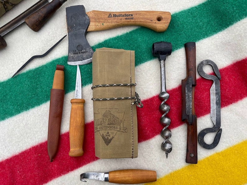 Bushcraft Tool Roll Waxed Canvas Tool Roll Camping Tool Kit Etsy