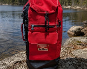 Vintage Marlboro Unlimited Duffle Bag, 1990s Outdoor Camping Backpack