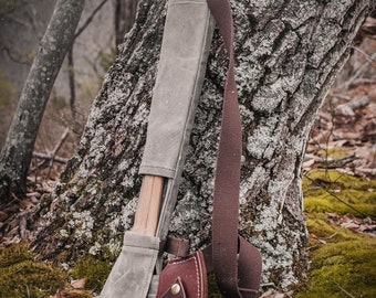 Campcraft Axe and Saw Sling, Ax bag, waxed canvas bag, bushcraft kit, survival kit, ax carrier, saw carrier, saw bag