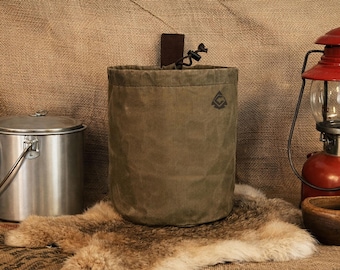Waxed Canvas Bushpot Bag: 2 Quart Camp Cook Set or Foraging