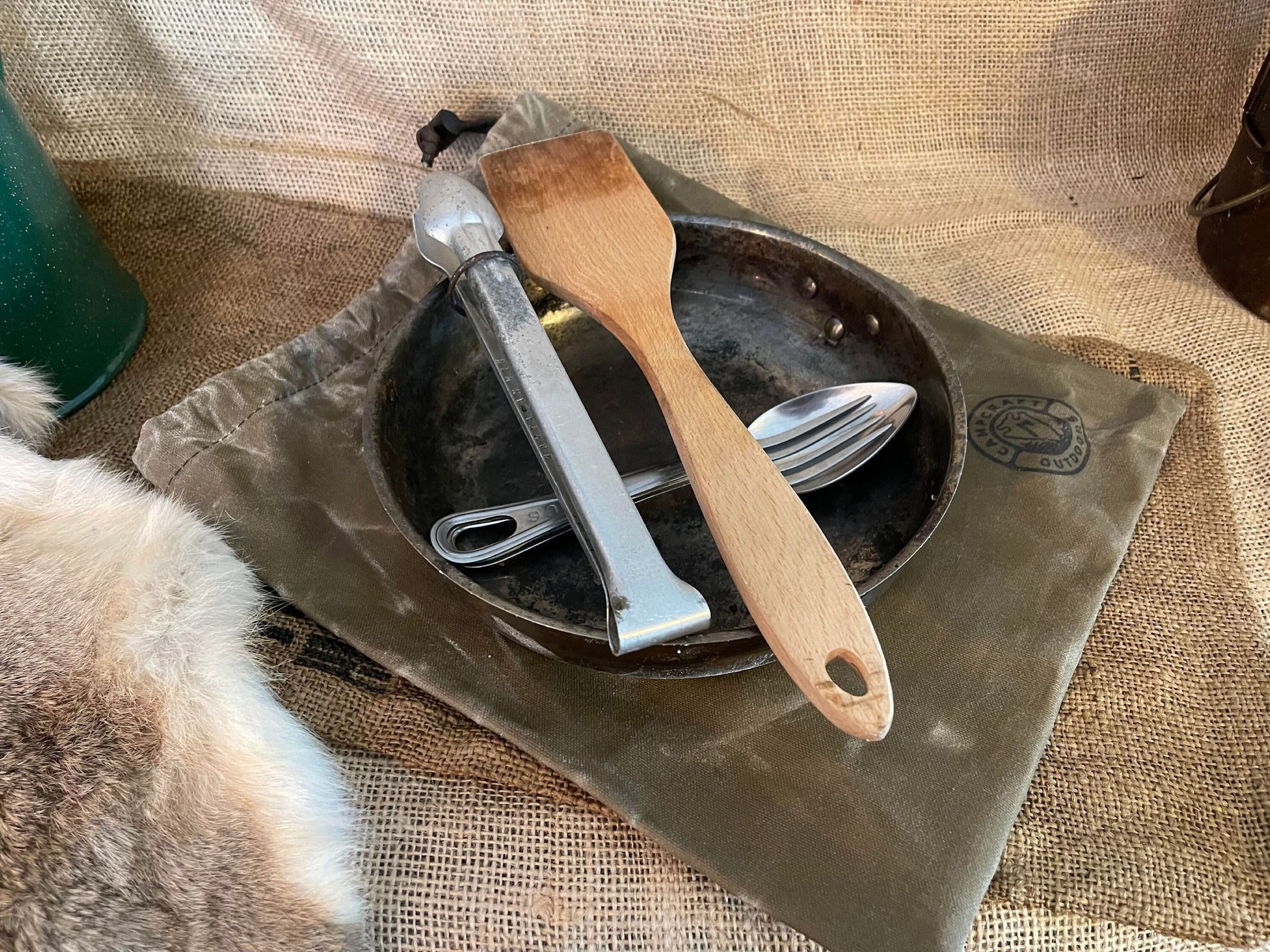 Camp Skillet Bag Waxed Canvas Bag Camp Cookware Cast Iron Etsy