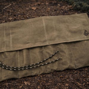 Waxed Canvas Bushcraft Tool Roll: Camping Utensil & Carving Tool Kit