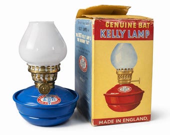 WWII British Kelly Lamp, Vintage Oil Lamp, New in box, original milk glass globe