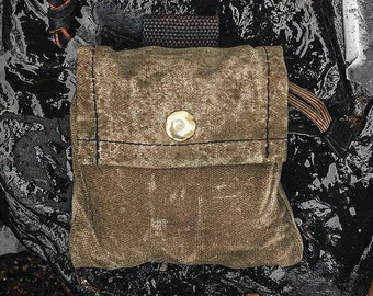 Waxed Canvas EDC Pouch, Compass, Ax Puck, Vintage Camping Gear