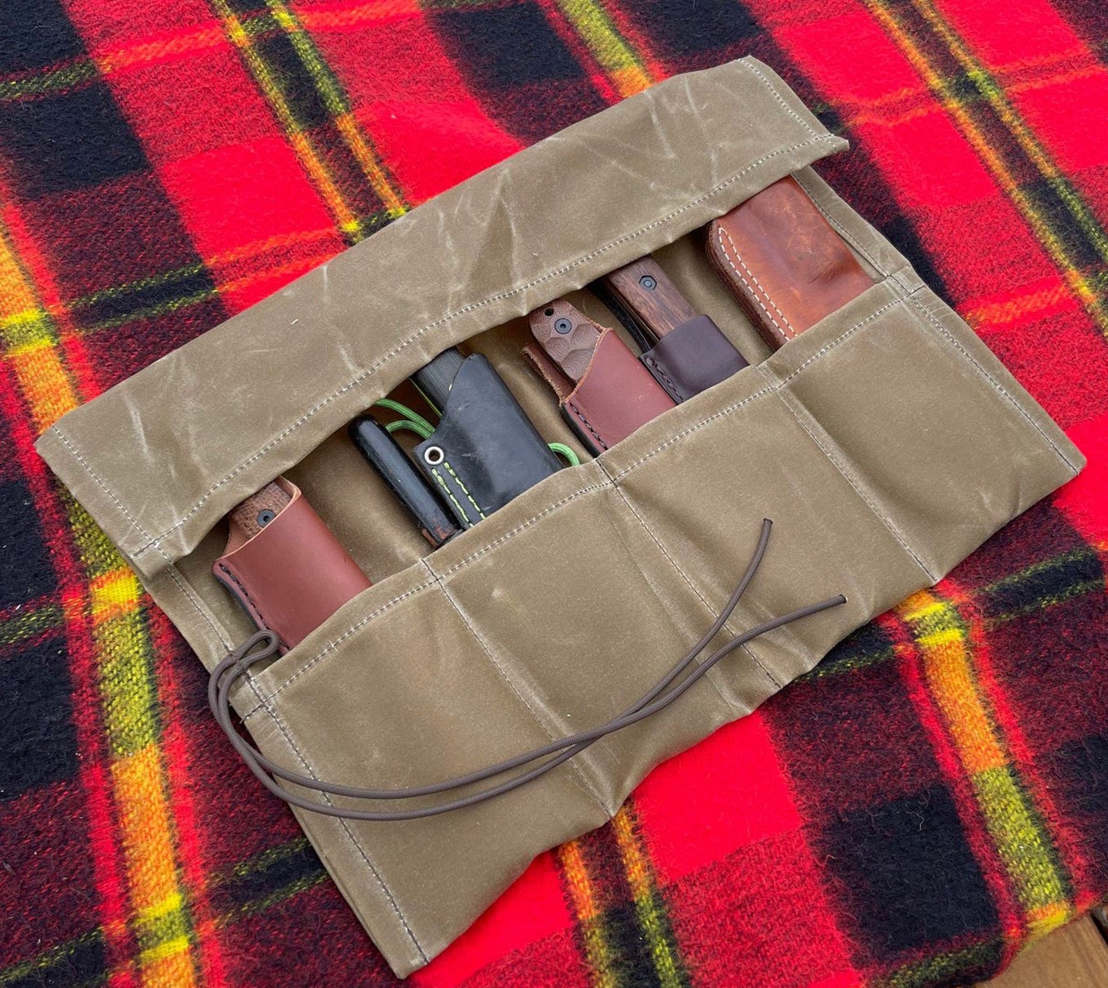 Waxed Canvas Knife Roll Bushcraft Tool Roll Vintage Tool Etsy