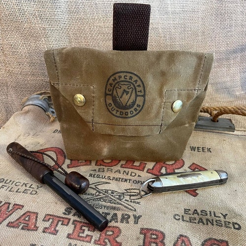 Indy Bushcraft Bag With Belt Pouch Waxed Canvas Haversack Etsy