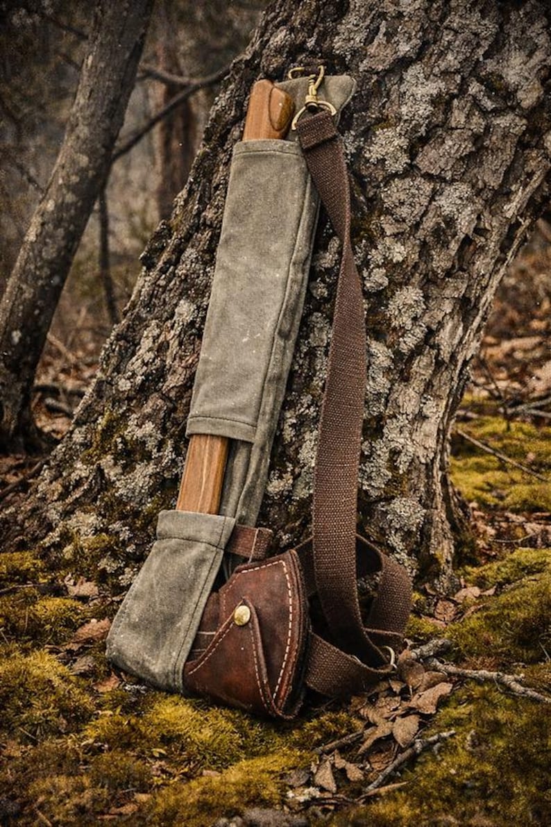 Campcraft Outdoors Axe and Saw Sling: Waxed Canvas Bushcraft Tool Carrier