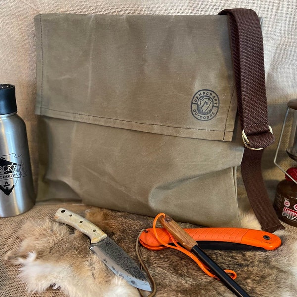 XL Haversack, Bushcraft haversack, Survival Kit, waxed canvas shoulder bag, hiking kit, camping bag