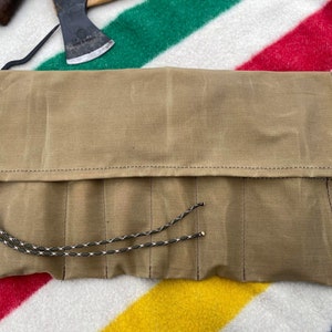 Bushcraft Tool Roll, Waxed Canvas tool roll, Camping Tool Kit, Camp Utensil Roll, Carving Tool Roll