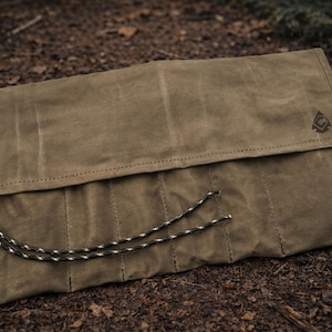 Waxed Canvas Bushcraft Tool Roll: Camping Utensil & Carving Tool Kit