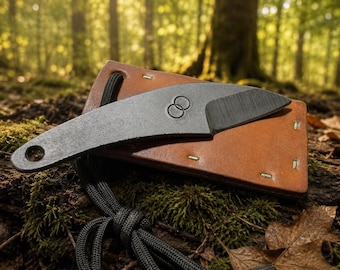 Eclipse Neck Knife | 2" Fixed Blade | Leather Neck Sheath | Minimalist Bushcraft Knife
