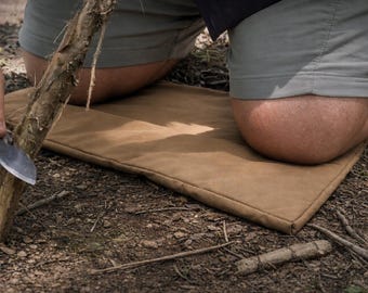 Waxed Canvas Bushcraft Ground Pad: Waterproof Kneeling Pad and Camping Seat