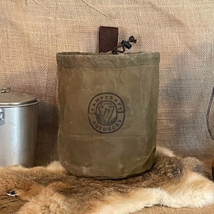 Bolsa de lona encerada para macetas: juego de cocina de campamento de 2 cuartos o para recolección de alimentos