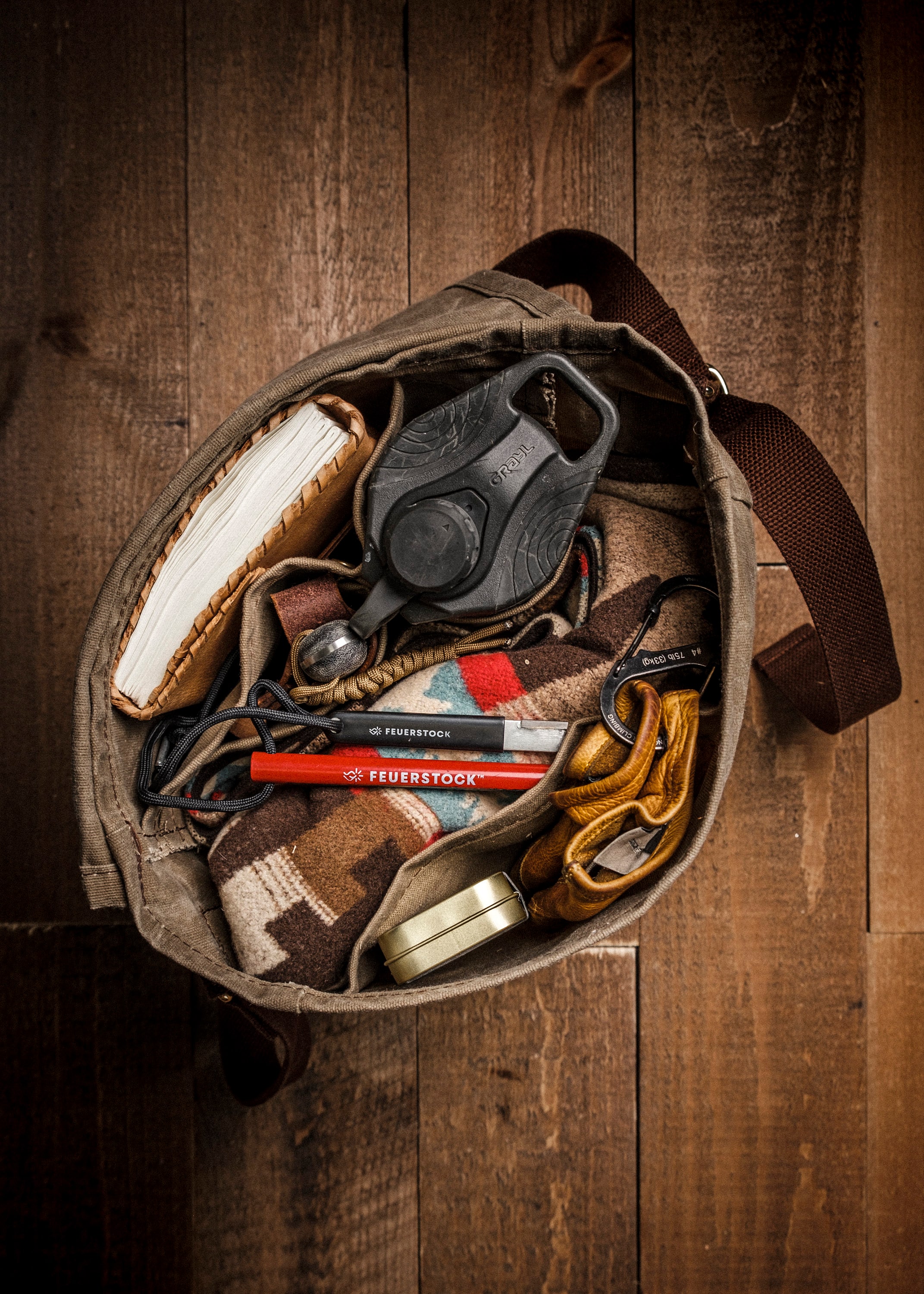 Indy Bushcraft Bag With Belt Pouch Waxed Canvas Haversack